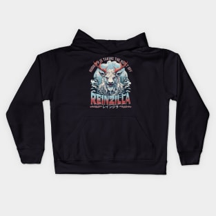 Reinzilla The King of Xmas Reindeer Kids Hoodie